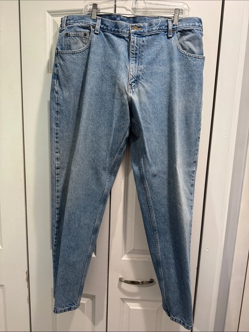 Casual Light Blue Straight Leg Jeans 42x32